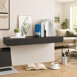 Functional Black Floating Wall Shelf with Integrated Drawer