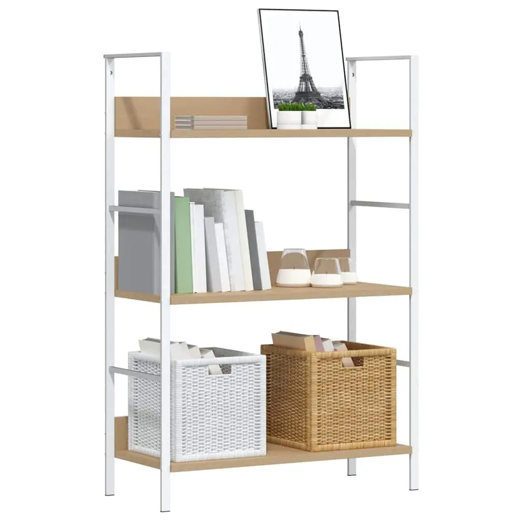 3-Layer Bookshelf Compact Storage Display Rack Brown Engineered Wood