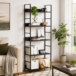 5-Layer Book Shelf Black Storage Cabinet