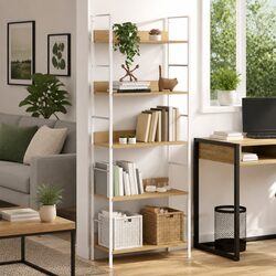 5-Layer Book Shelf with Steel Frame and Engineered Wood