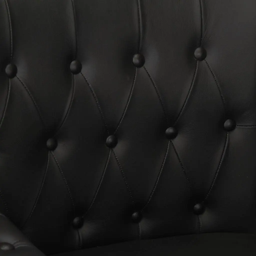 Armchair Black Real Goat Leather Lounge Chair Living Room Furniture Solid Wood