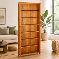 7-Tier Bookcase 90x22.5x200 cm Made of Solid Oak Wood