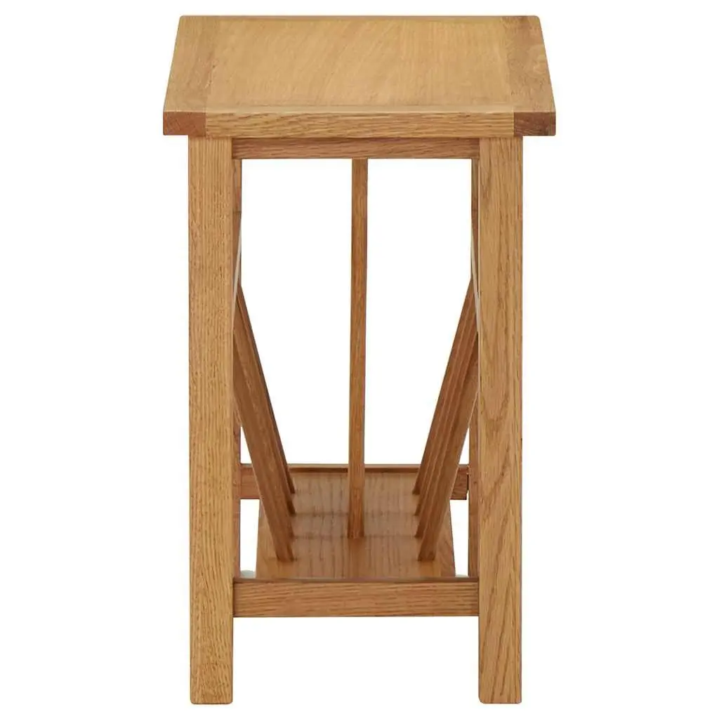 End Table Magazine Rack Compact 45x27x42 cm Solid Oak Wood Brown