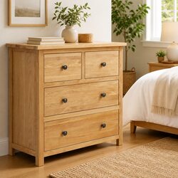 Chest of Drawers 80x35x75 cm in Solid Oak Wood