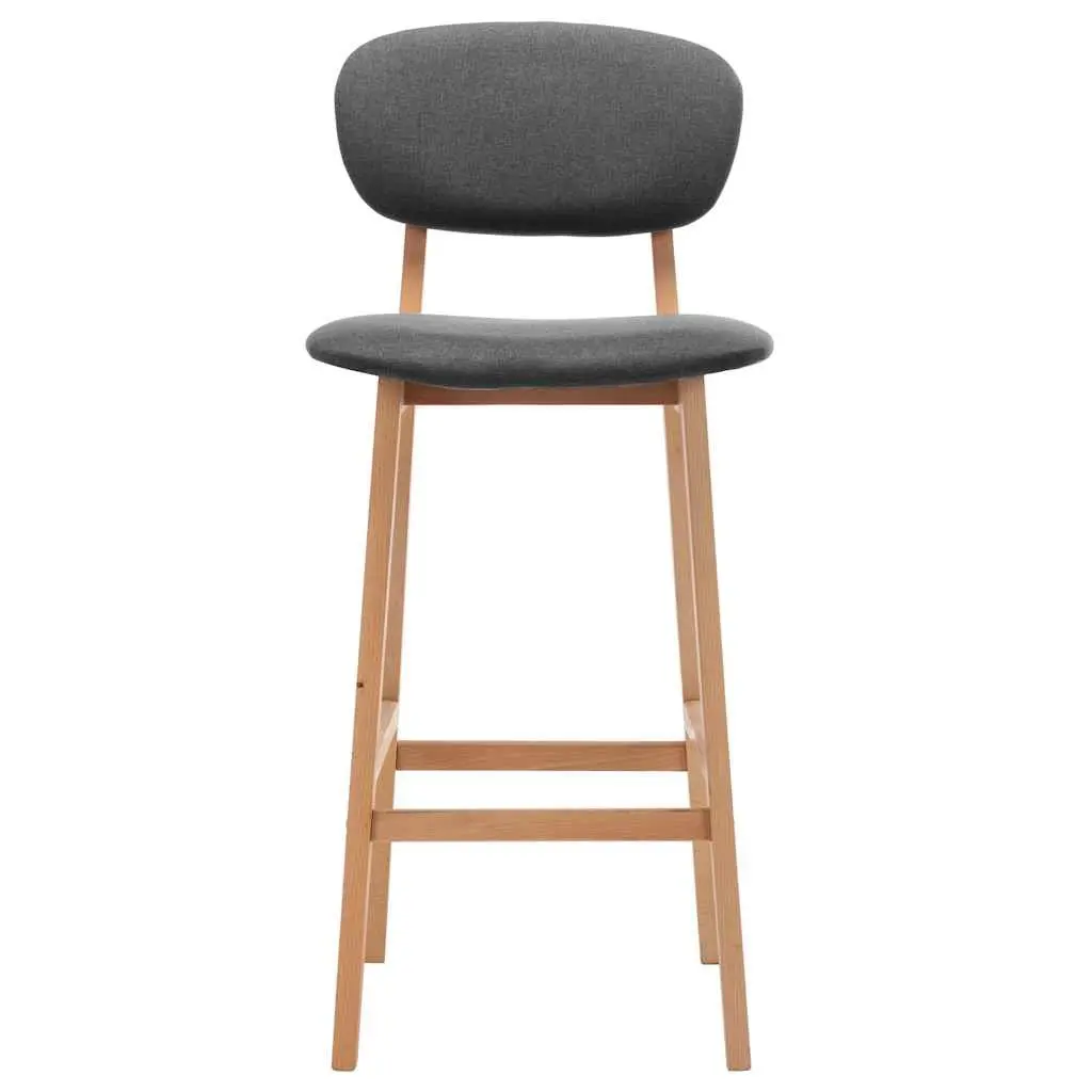 Bar Stools Set of 2 Grey Fabric Seat Backrest Footrest Modern Style