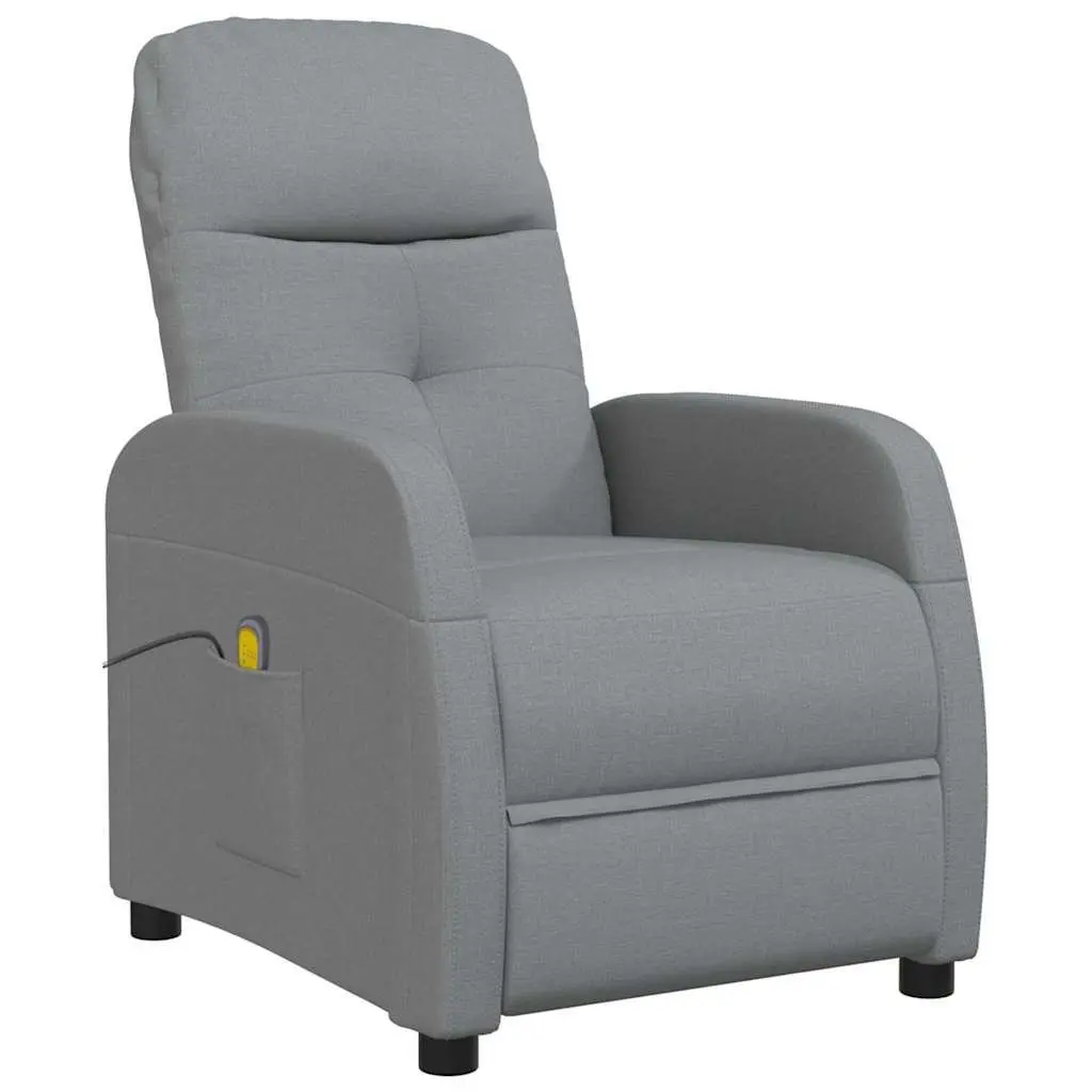 Electric Massage Chair Manual Reclining Grey Fabric 6 Massage Points
