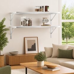 Durable Stainless Steel Floating Wall Shelves 100x40 cm Set of 2