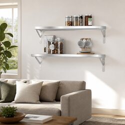 75x23.5 cm Silver Floating Wall Shelves 2 pcs