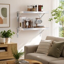 Floating Wall Shelves 50x30 cm Silver - 2 pcs