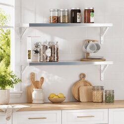 Wall Mount Stainless Steel Shelf Brackets - 4 Pieces