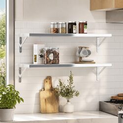 Stainless Steel Shelf Brackets - 4 Pieces for Wall Mounting