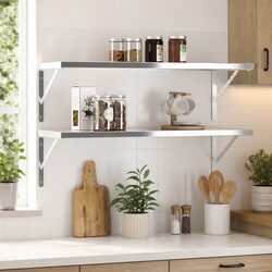 4-Piece Set of Stainless Steel Wall-Mounted Shelf Brackets
