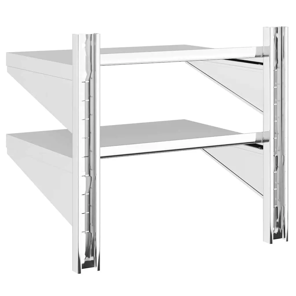2-Tier Wall Shelf Stainless Steel Floating Storage Compact Silver
