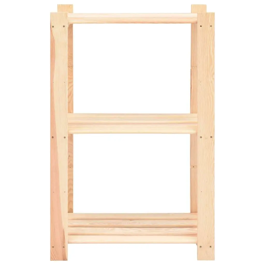 Solid Wood Storage Rack Set of 3 Durable 60x38x90 cm Brown Shelving Unit