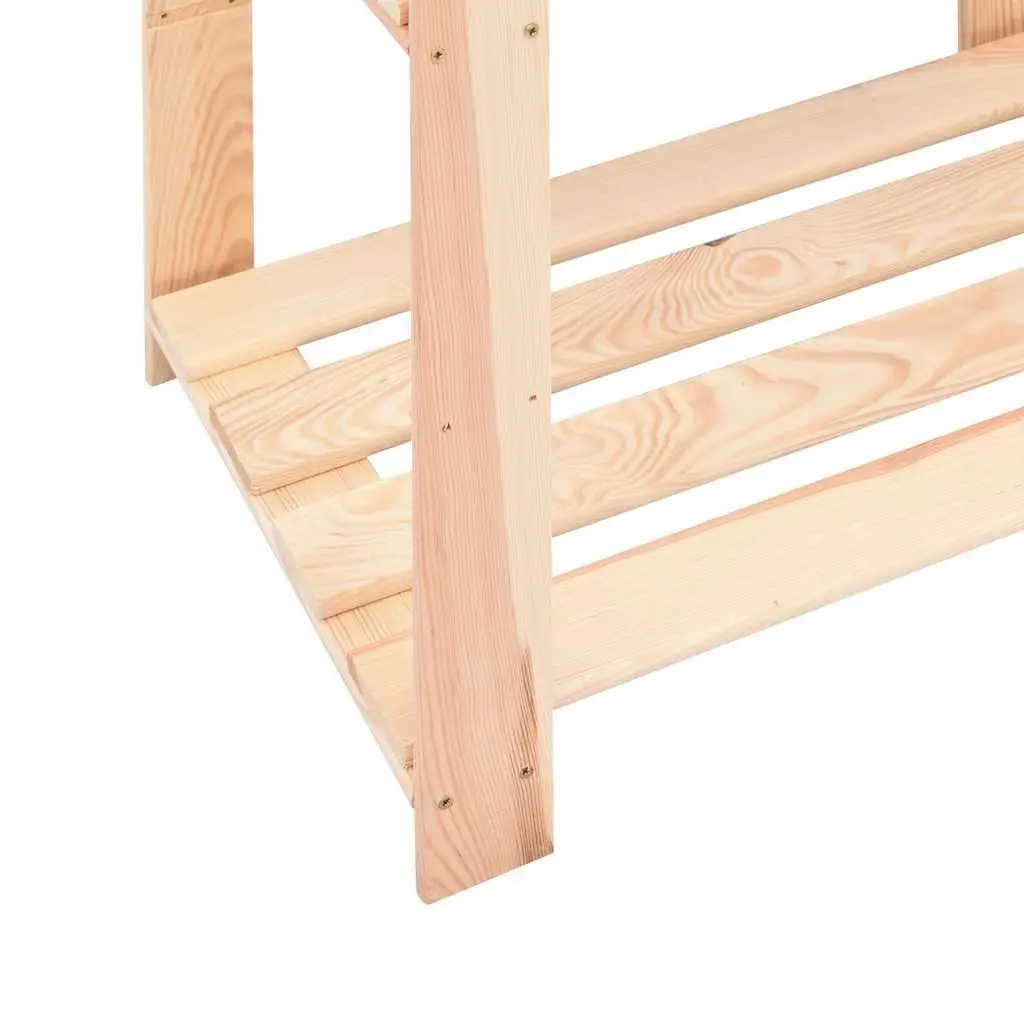 Solid Wood Storage Rack Set of 3 Durable 60x38x90 cm Brown Shelving Unit
