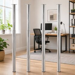 Set of 4 Chrome Telescopic Table Legs with Adjustable Height