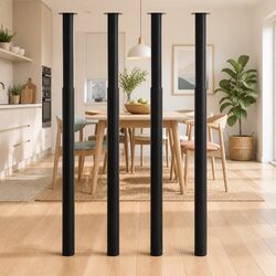 Telescopic Table Legs Set of 4 Black Adjustable 710-1100 mm