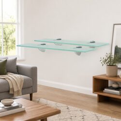 40x10 cm Floating Wall Shelf in Tempered Glass