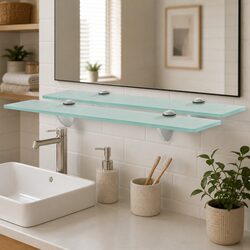 Floating Wall Shelf 50x10 cm in Tempered Glass