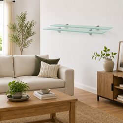 Floating Glass Wall Shelf 70x10 cm with Zinc Alloy Brackets