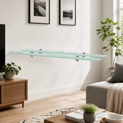 100x10 cm Floating Glass Shelf with Zinc Alloy Brackets