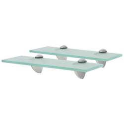 Floating Shelves 2 pcs Glass 30x20 cm Wall Mounted Display Shelf Bathroom