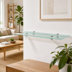 Floating Glass Shelf 70x20 cm with Zinc Alloy Brackets