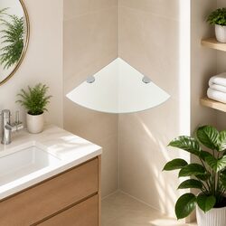 Corner Wall Shelf Floating Storage with Chrome Supports