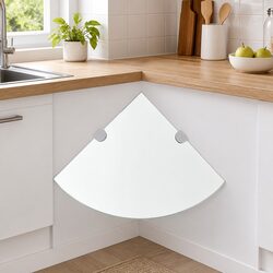 Corner Floating Shelf with Chrome Support 35x35cm