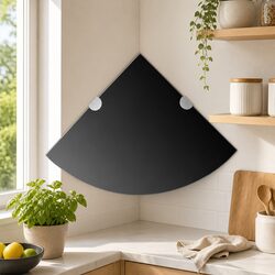 Corner Floating Shelves Set of 2 in Black with Supports