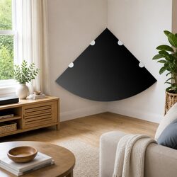 Floating Black Glass Corner Shelves 2 Pack, 45x45cm