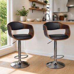 Bar Stools Set of 2 with Adjustable Height and Footrest