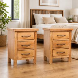 Two Drawer Nightstands 40x30x54 cm Solid Oak Wood