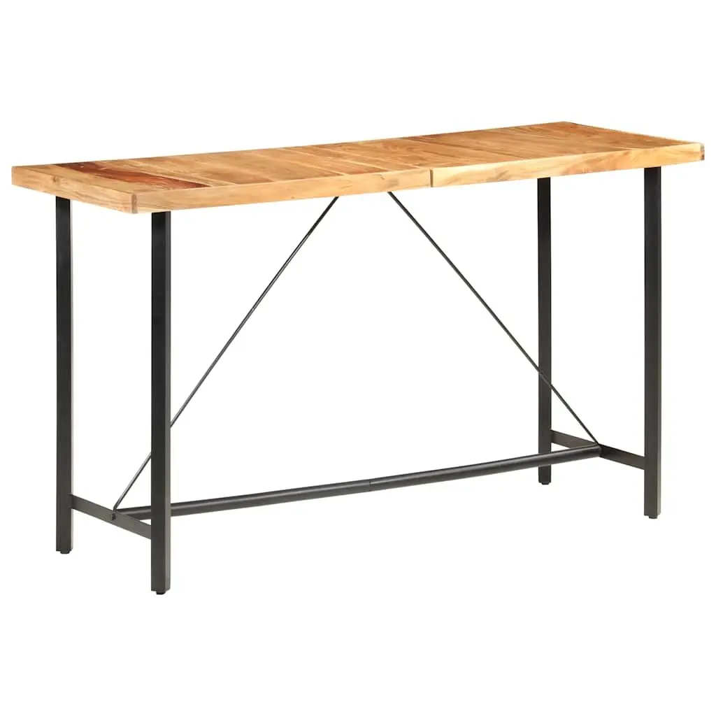 9 Piece Bar Set Solid Wood Industrial Style Brown
