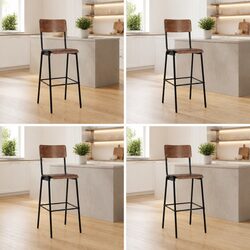 Stackable Bar Stools Set of 4 with Plywood Seats