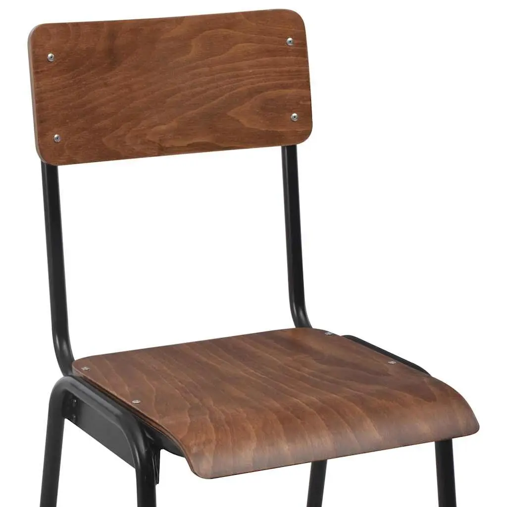 Bar Stools Set of 4 Black Stackable Dining Kitchen Chairs Sturdy Plywood Seat