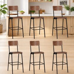 Set of 6 Black Stackable Bar Stools with Steel Legs