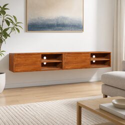 Wall-Mounted TV Cabinet in Solid Teak Wood 180cm