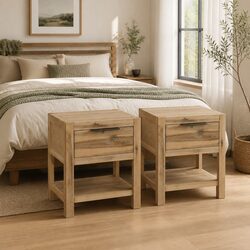 Bedside Table with Drawer, 40x30x48 cm, Acacia Wood