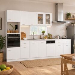 White Engineered Wood 7 Piece Kitchen Cabinet Set