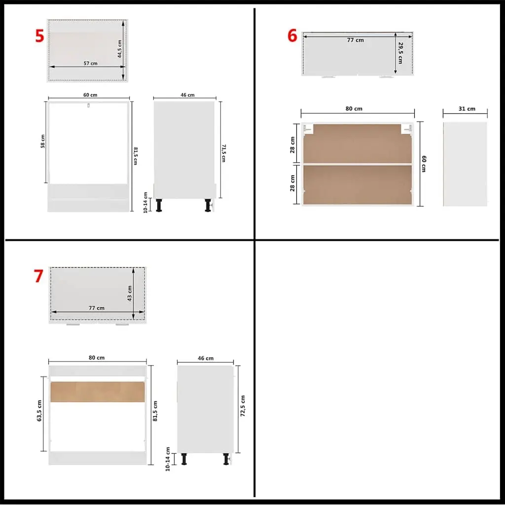7 Piece Kitchen Cabinet Set White Engineered Wood Storage Cupboard Furniture