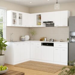 11-Piece Kitchen Cabinet Set in White Engineered Wood