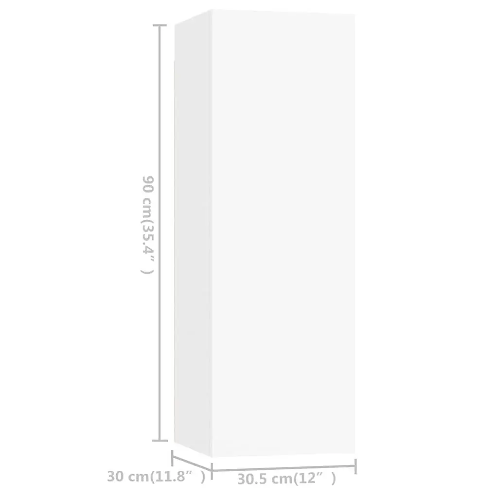 TV Cabinet Set Wall Mounted Storage Unit Contemporary 4 Piece White