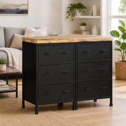 6-Drawer Storage Sideboard in Brown Finish