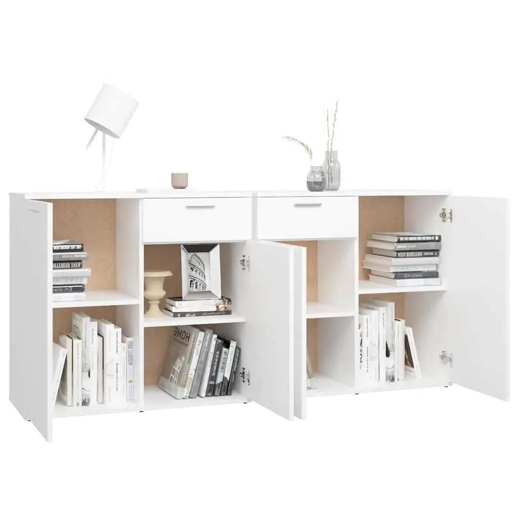 Sideboard Modern White Engineered Wood 160x36x75 cm Storage Cabinet