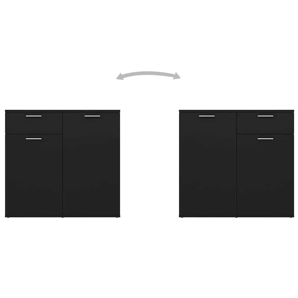 Sideboard Storage Unit Black 160x36x75 cm 4 Door 2 Drawer Buffet Cabinet