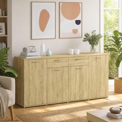 160cm Brown Engineered Wood Sideboard Cabinet