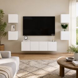 6-Piece Engineered Wood Wall Mounted TV Cabinet Set
