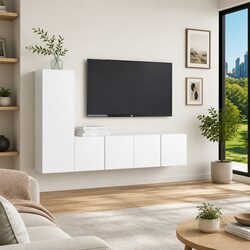 Engineered Wood 3 Piece Wall TV Cabinet Storage Set
