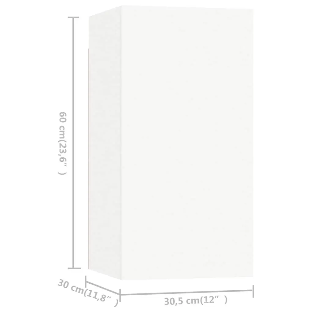 Wall Mounted TV Cabinet Set Space Saving 4 Piece White Storage Unit Display Organiser